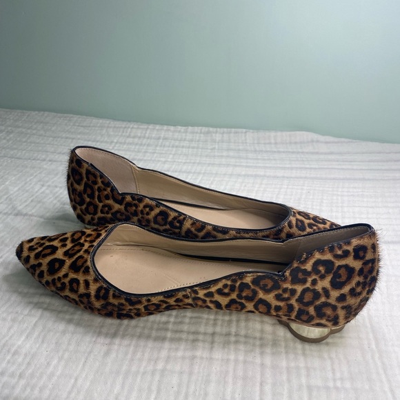 WHBM Calf Hair Leopard Print Pointy Toe Dressy Flats Size 8 - Picture 8 of 11